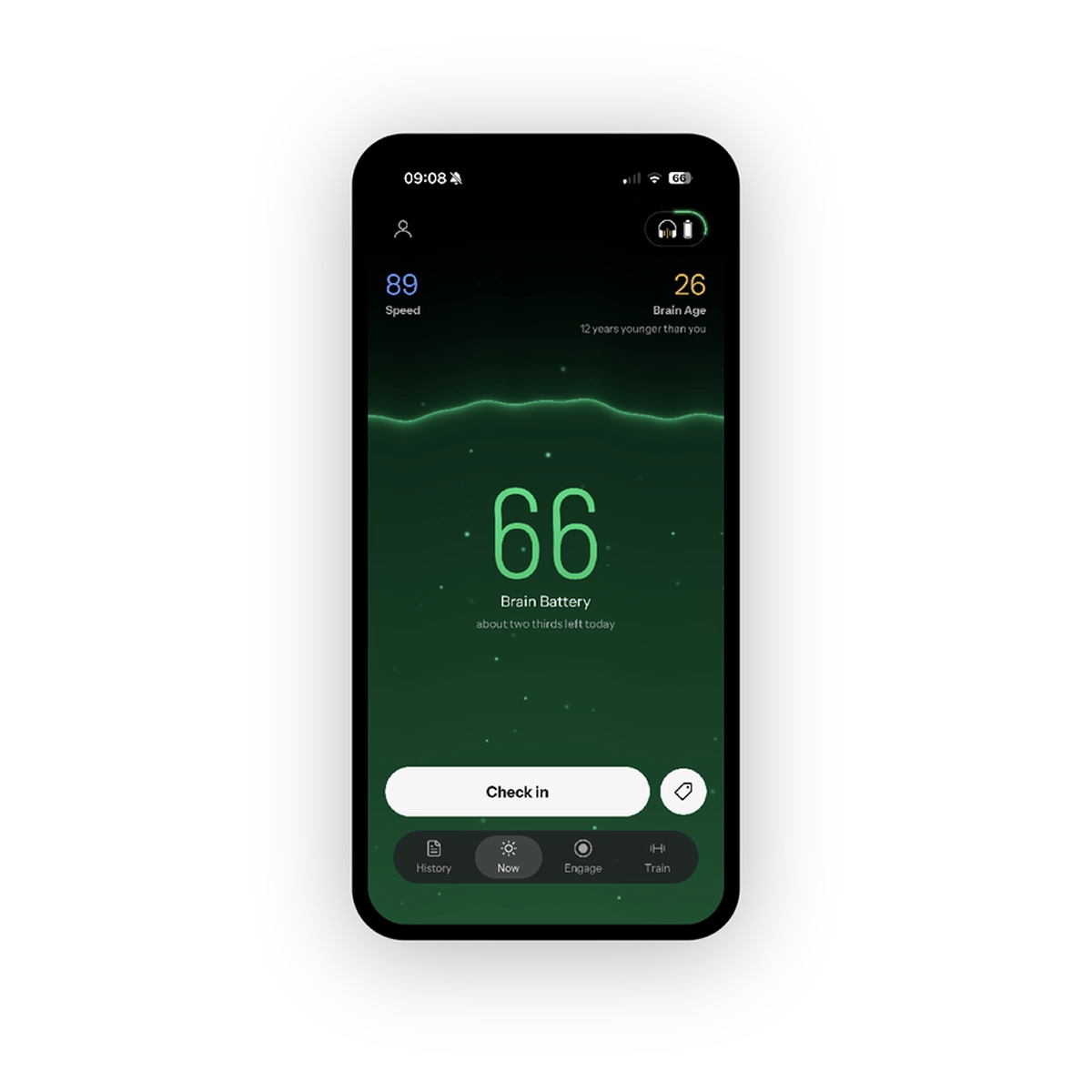 The app: Brain Battery home screen